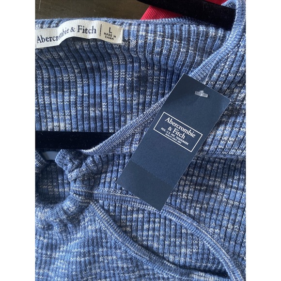 Abercrombie Fitch Women's Large Blue Ribbed Knit Bodysuit NEW Clean Girl Boho - Picture 8 of 9